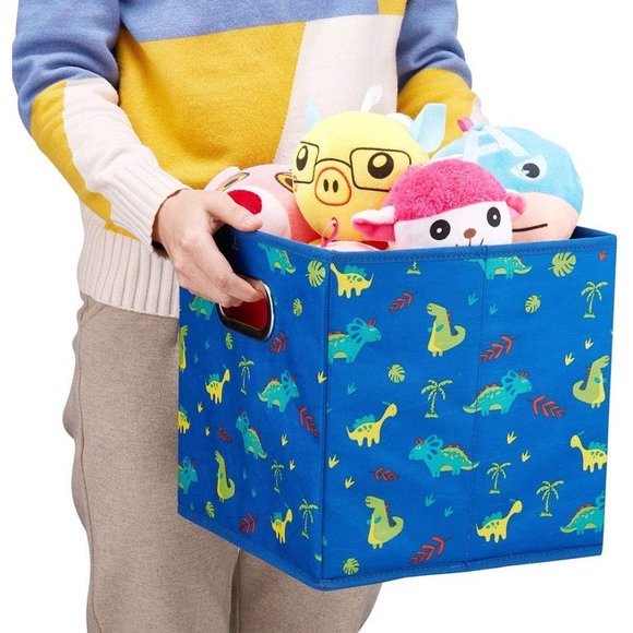 4 Sky-Blue Thick Fabric Drawer Foldable Cubes Organizer with Dual Metal Handles - Picture 6 of 7